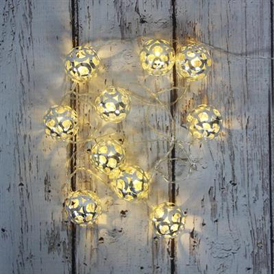 Led Işık Metal Top 10lu Şerit Aydınlatma Pilli Ağaç Süsü