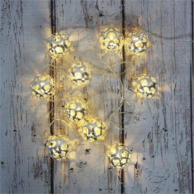 Led Işık Metal Top 10lu Şerit Aydınlatma Pilli Ağaç Süsü