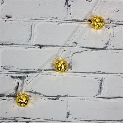Led Işık Metal Top 10lu Şerit Aydınlatma Pilli Ağaç Süsü