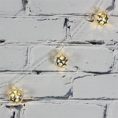 Led Işık Metal Top 10lu Şerit Aydınlatma Pilli Ağaç Süsü