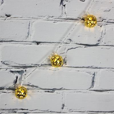 Led Işık Metal Top 10lu Şerit Aydınlatma Pilli Ağaç Süsü