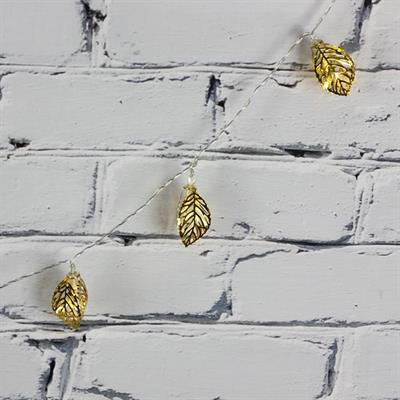 Led Işık Metal Yaprak  10lu Şerit Aydınlatma Pilli Ağaç Süsü