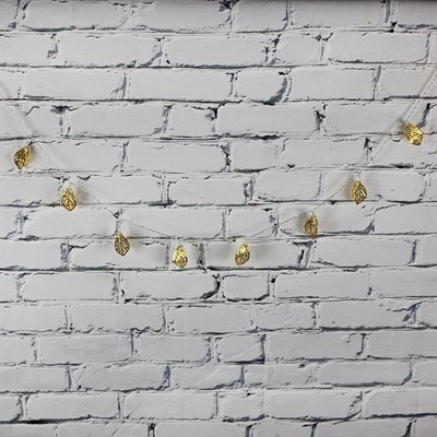 Led Işık Metal Yaprak  10lu Şerit Aydınlatma Pilli Ağaç Süsü