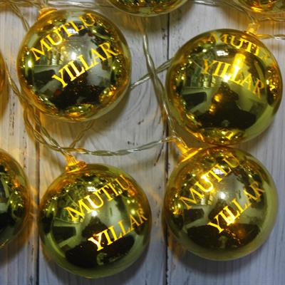 Led Işık Mutlu Yıllar 10lu Top Aydınlatma Ağaç Süsü