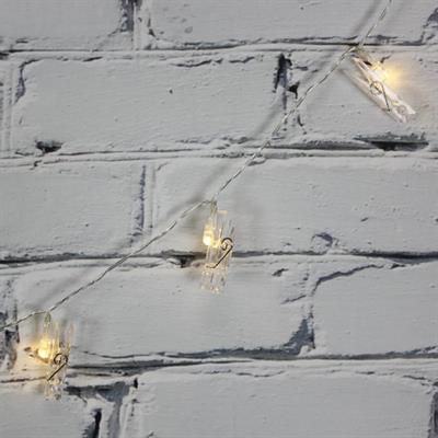 Led Işık Plastik 10lu  Mandal Şerit Aydınlatma Pilli Ağaç Süsü