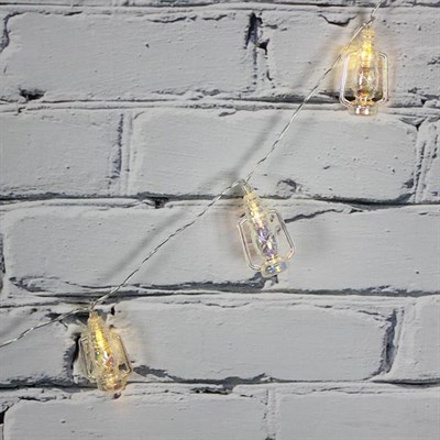 Led Işık Plastik Fener Dekor 10lu Şerit Aydınlatma Pilli Ağaç Süsü