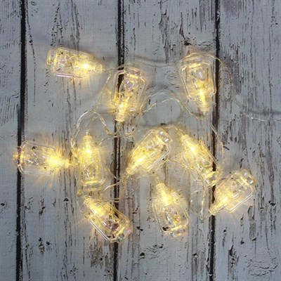 Led Işık Plastik Fener Dekor 10lu Şerit Aydınlatma Pilli Ağaç Süsü