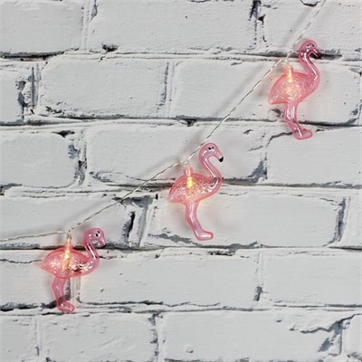 Led Işık Plastik Flamingo Dekor 10lu Şerit Aydınlatma Pilli Ağaç Süsü