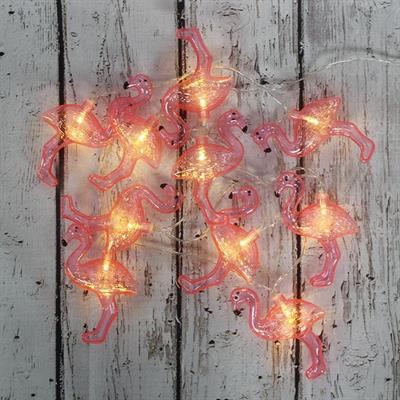 Led Işık Plastik Flamingo Dekor 10lu Şerit Aydınlatma Pilli Ağaç Süsü