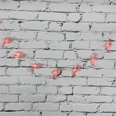Led Işık Plastik Flamingo Dekor 10lu Şerit Aydınlatma Pilli Ağaç Süsü