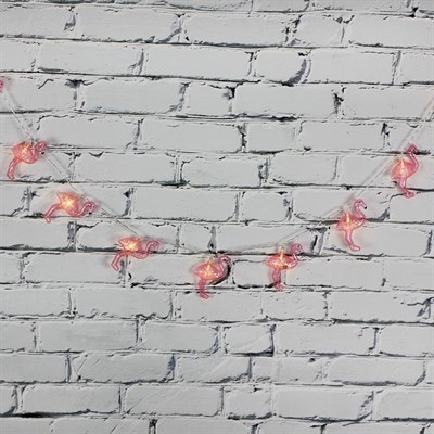 Led Işık Plastik Flamingo Dekor 10lu Şerit Aydınlatma Pilli Ağaç Süsü