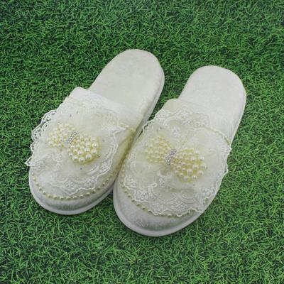 Lohusa Terliği ve Tacı Seti Krem İnci Fiyonklu