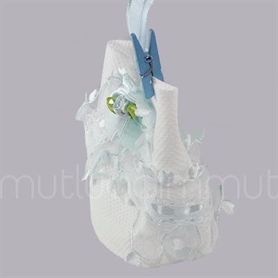 Mandallı Fırfırlı Kumaş Çanta  12 Adet