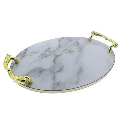 Mermer Görünümlü Oval Tepsi