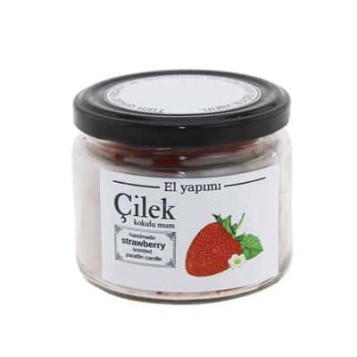Mum Çilek Kokulu 400gr Cam Kavanozda