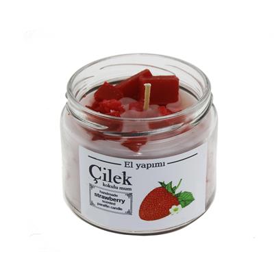 Mum Çilek Kokulu 400gr Cam Kavanozda