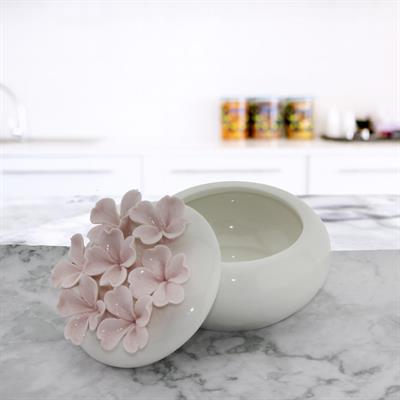 Porselen Şekerlik Pembe Çiçekli 7x9cm