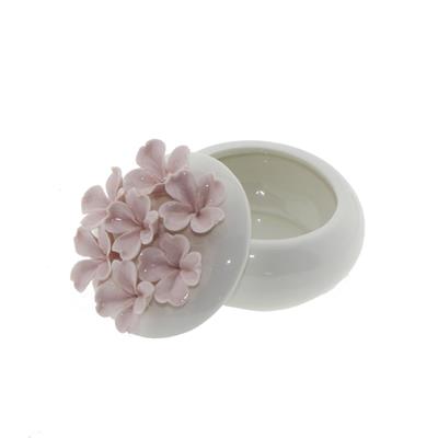 Porselen Şekerlik Pembe Çiçekli 7x9cm