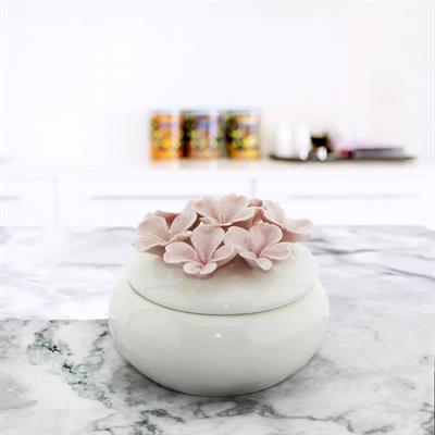 Porselen Şekerlik Pembe Çiçekli 7x9cm