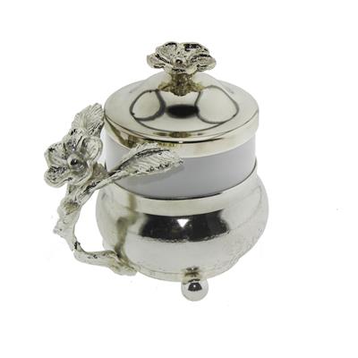 Seramik Kahve Fincanı Metal Kulplu ve Kapaklı 6x8cm