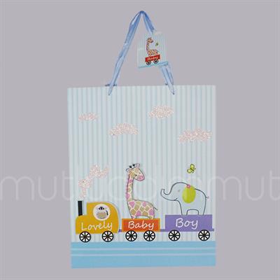 Trenli Mavi Büyük Karton Çanta 26x31cm 1 Adet