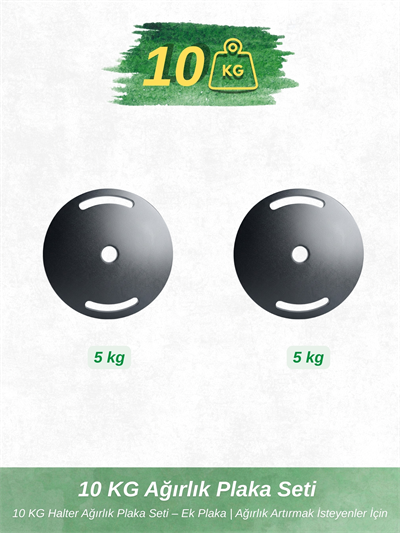 10 KG Dumbell Ağırlık Plaka Seti – Ek Plaka | Ağırlık Artırmak İsteyenler İçin