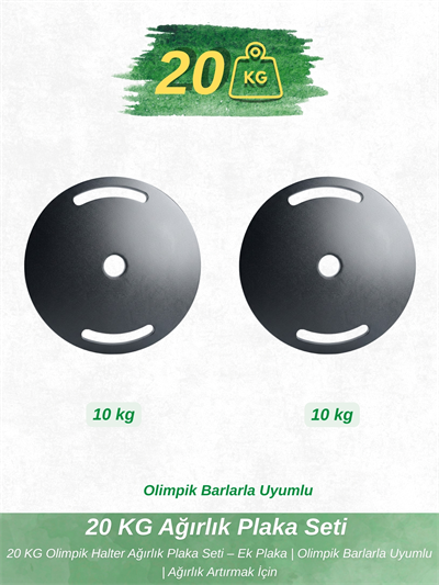 20 KG Dumbell Ağırlık Plaka Seti – Ek Plaka | Ağırlık Artırmak İsteyenler İçin