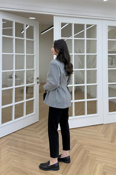 BELDEN OTURTMALI KAŞE CEKET - GRİ