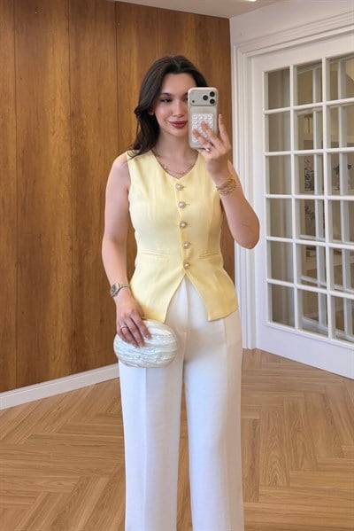 BELDEN OTURTMALI YELEK - SARI