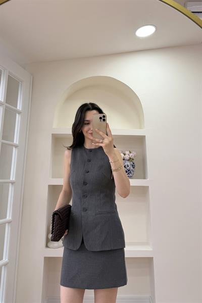 BELDEN OTURTMALI YELEK TAKIM - ANTRASİT