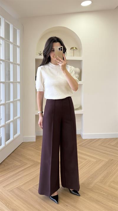 ÇIMALI KUMAŞ PANTOLON - BORDO