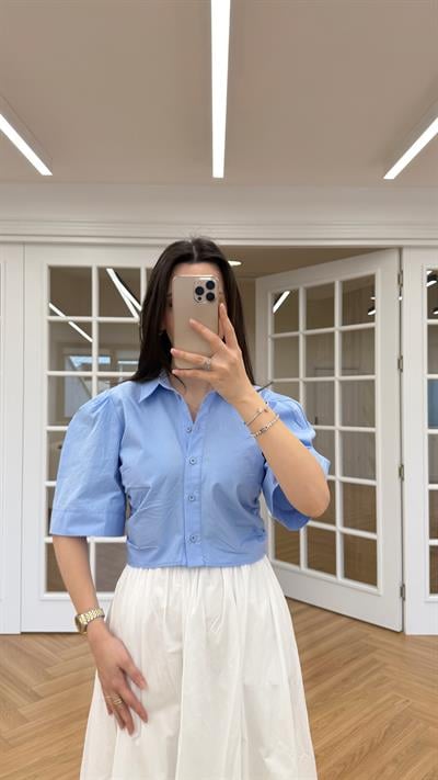 CROP GÖMLEK - BEBE MAVİSİ