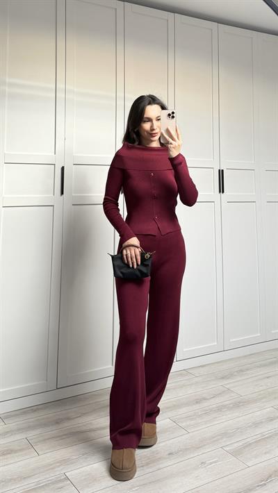 DEGAJE YAKA TRİKO TAKIM - BORDO