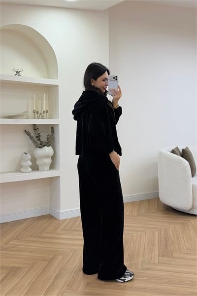 KADİFE ÜÇLÜ TAKIM - SİYAH