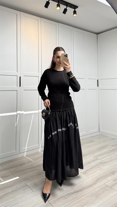 LEA ÖRME ELBİSE - SİYAH