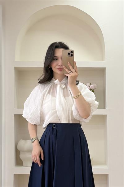 LENA ŞİFON GÖMLEK - BEYAZ