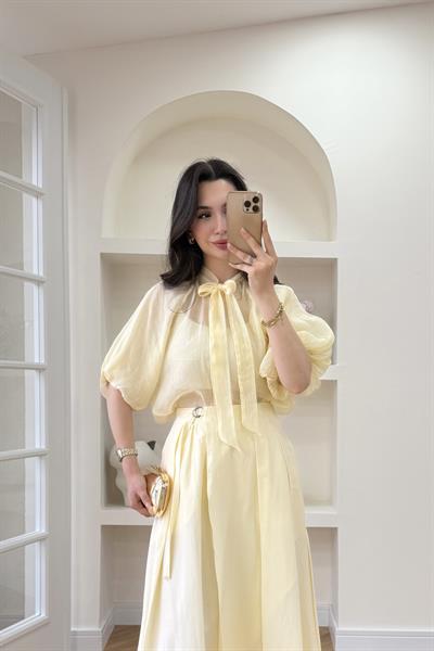 LENA ŞİFON GÖMLEK - SARI