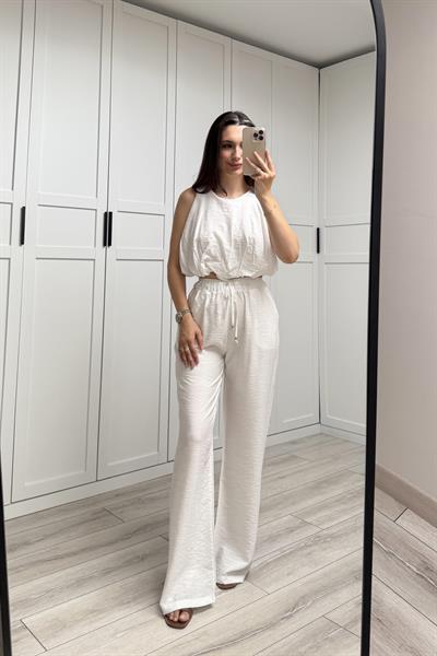 LİSA BALON BLUZLU TAKIM - BEYAZ