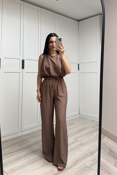 LİSA BALON BLUZLU TAKIM - KAHVERENGİ 