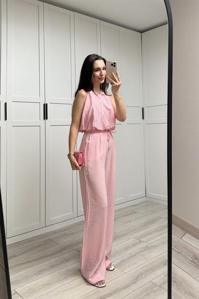 LİSA BALON BLUZLU TAKIM - PEMBE