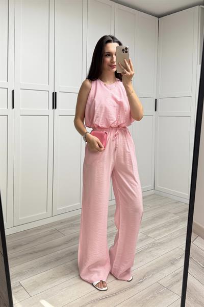LİSA BALON BLUZLU TAKIM - PEMBE