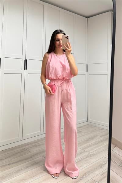 LİSA BALON BLUZLU TAKIM - PEMBE
