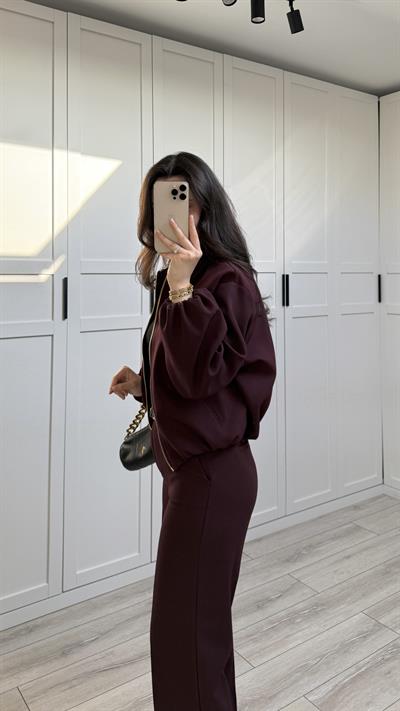 PAÇASI KATLAMALI CEKET PANTOLON TAKIM - BORDO