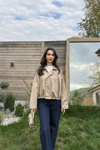 SÜET BOMBER CEKET - BEJ