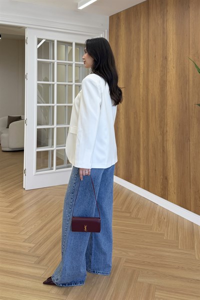 TEK DÜĞMELİ BLAZER CEKET - BEYAZ