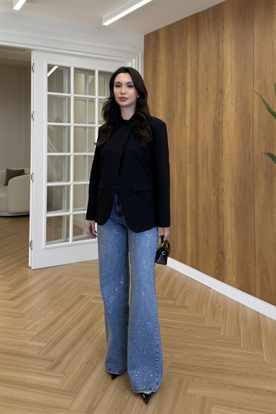 TEK DÜĞMELİ BLAZER CEKET - SİYAH