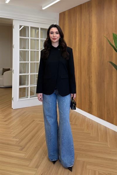 TEK DÜĞMELİ BLAZER CEKET - SİYAH