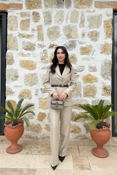 VITA KEMERLİ CEKET PANTOLON - BEJ