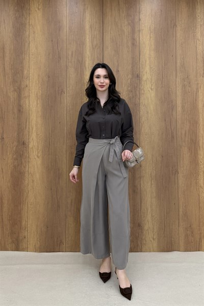 YANDAN BAĞLAMALI PANTOLON - TAŞ