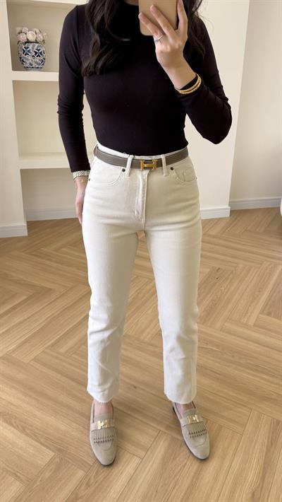 ZARA KESİK PAÇA JEAN - BEJ